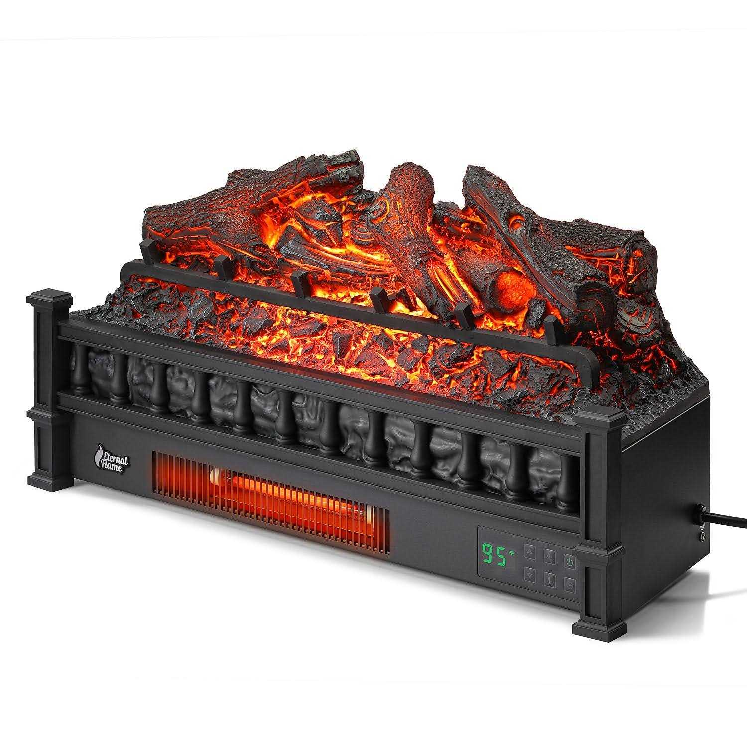 TURBRO Eternal Flame 26-Inch Infrared Quartz Electric Fireplace Log Heater