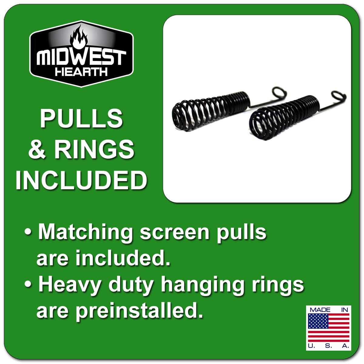 Midwest Hearth Fireplace Mesh Screen Curtain High. Two 24 Wide Panels. Made in USA