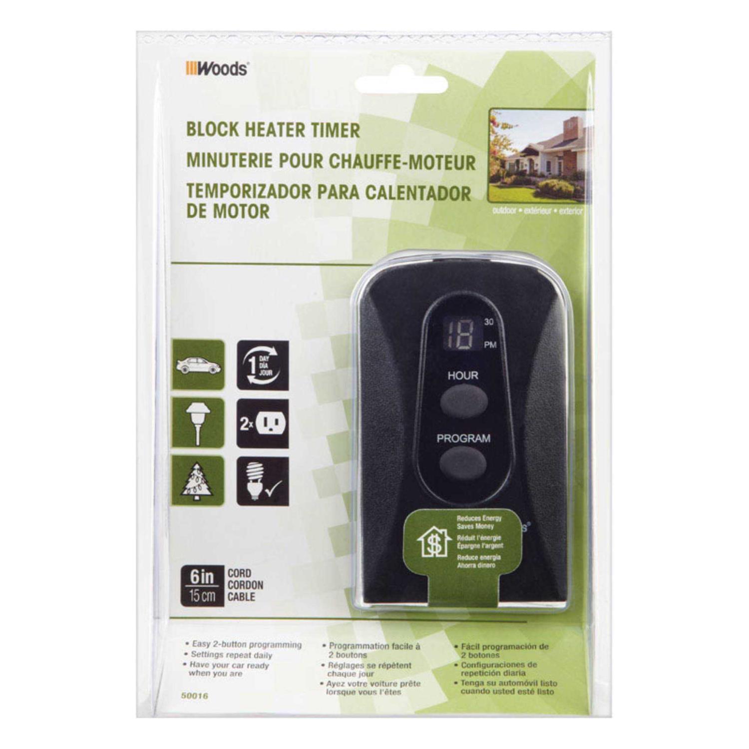 Woods Outdoor 24-Hour Digital Block Heater Timer