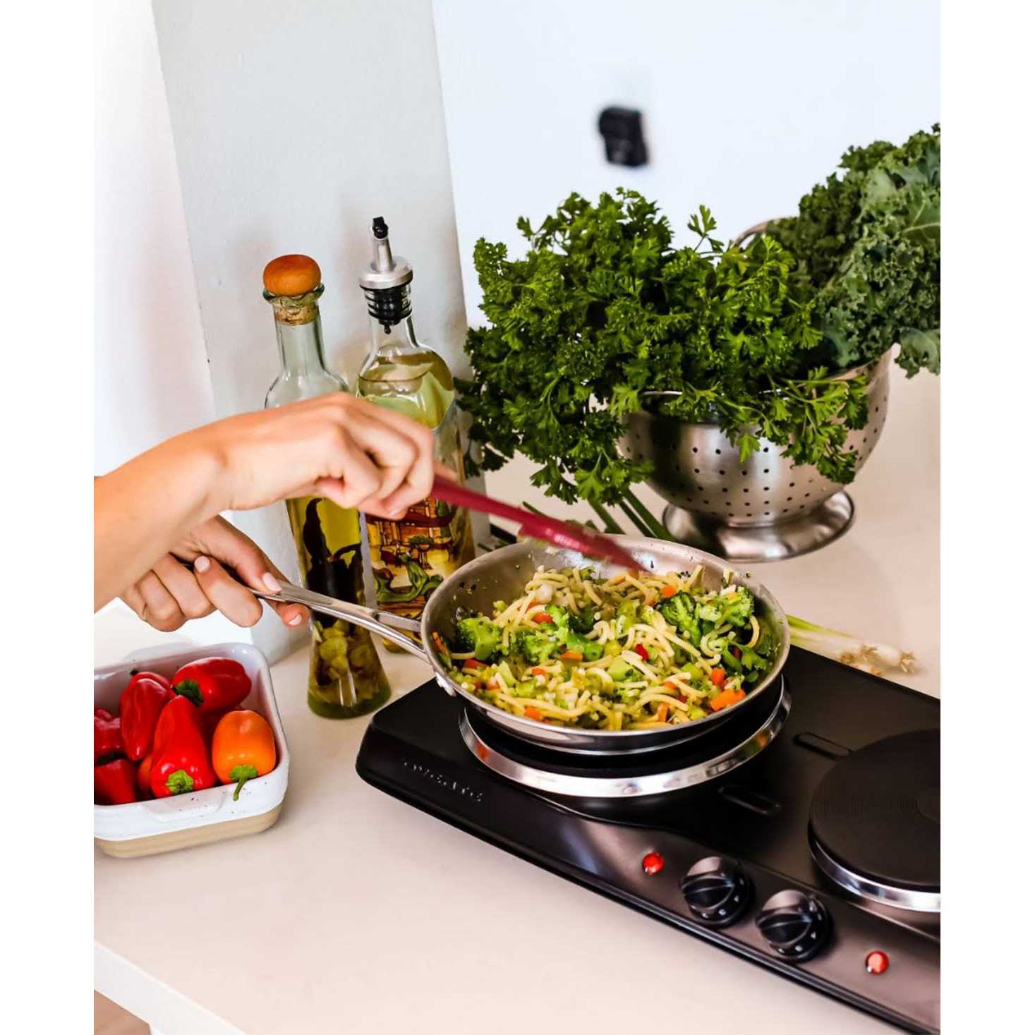 Ovente Electric Double Cast Iron Burner with Temperature Knob