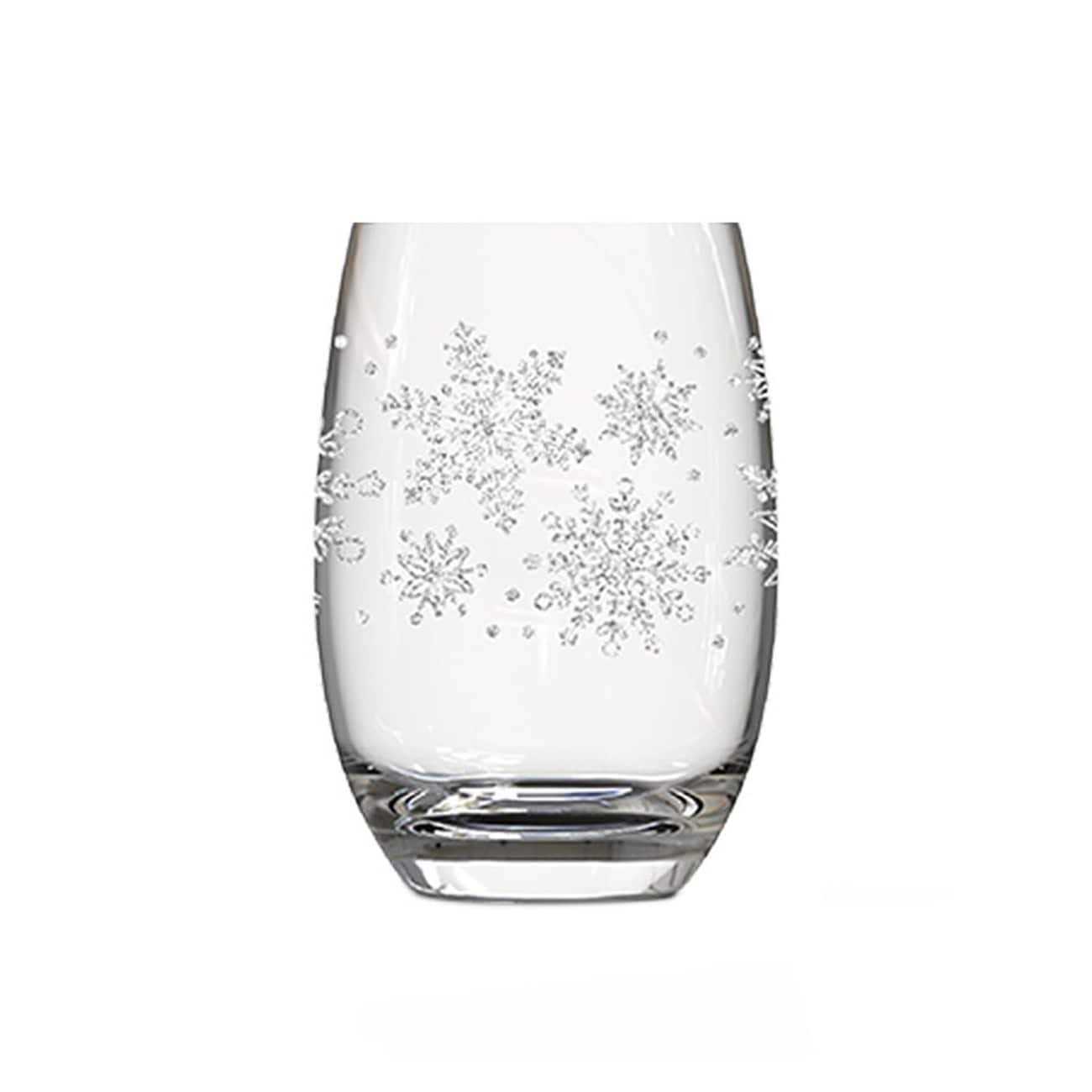 Glitter Snowflakes Printed Stemless Wine Glasses
