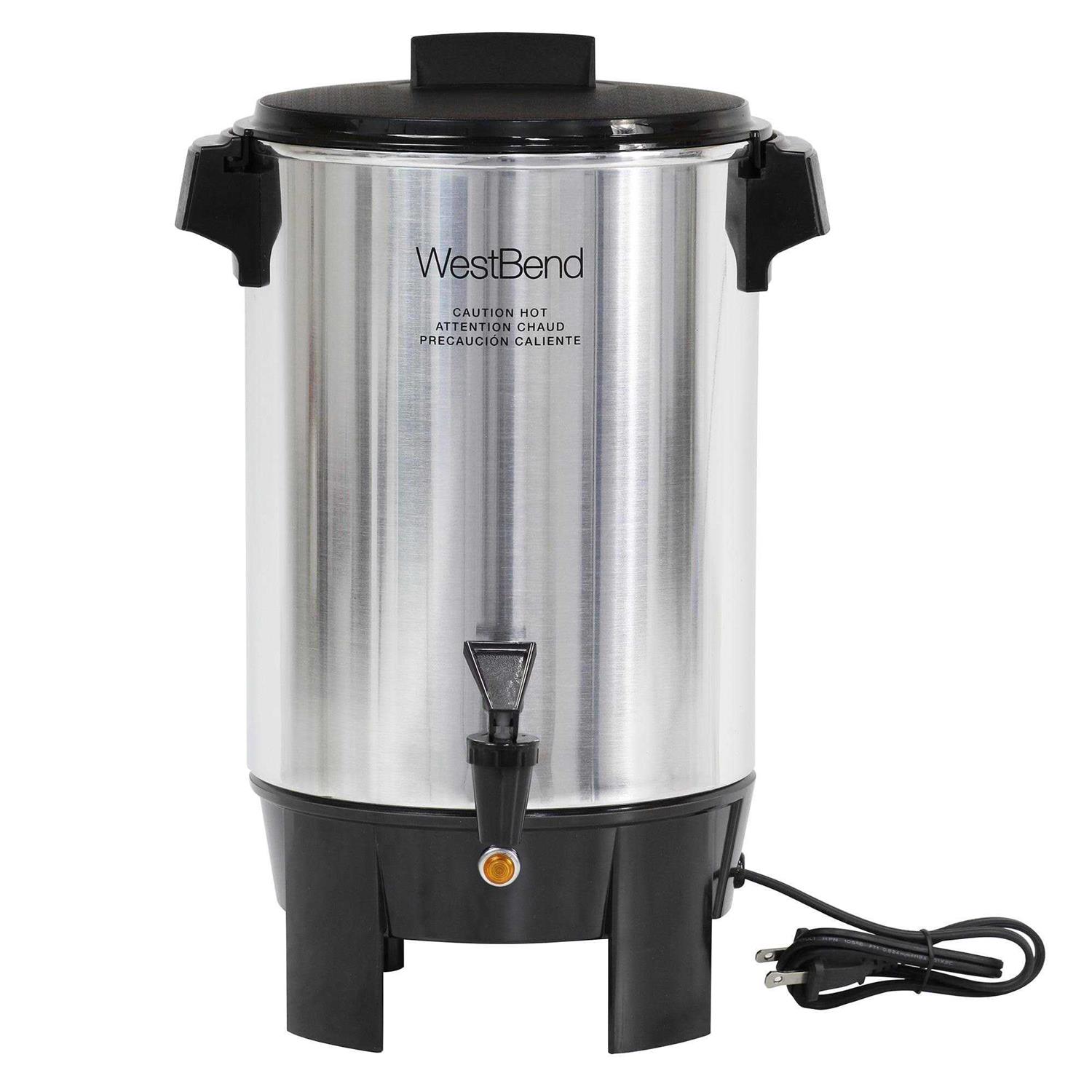 West Bend Coffee Party Percolator, Polished Aluminum, 30 Cup Capacity