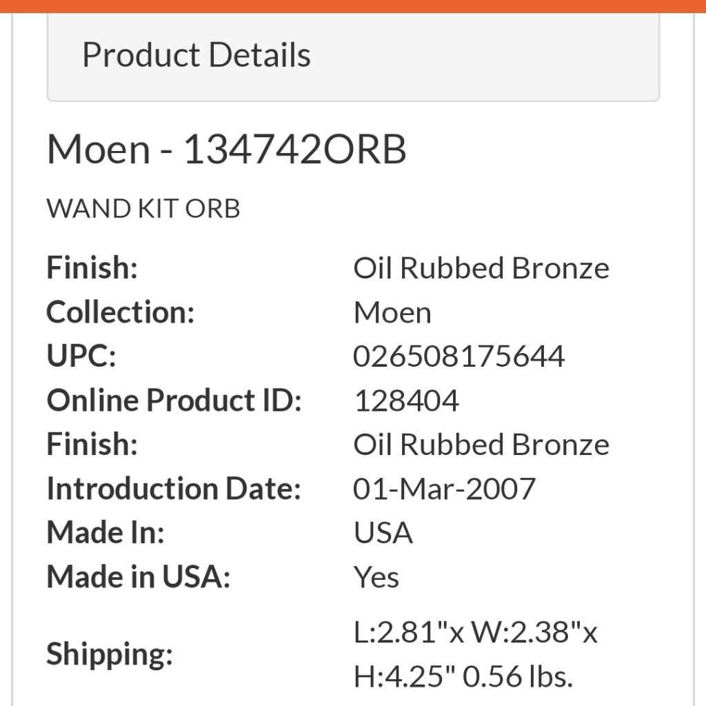 Moen Wand Kit 134742ORB