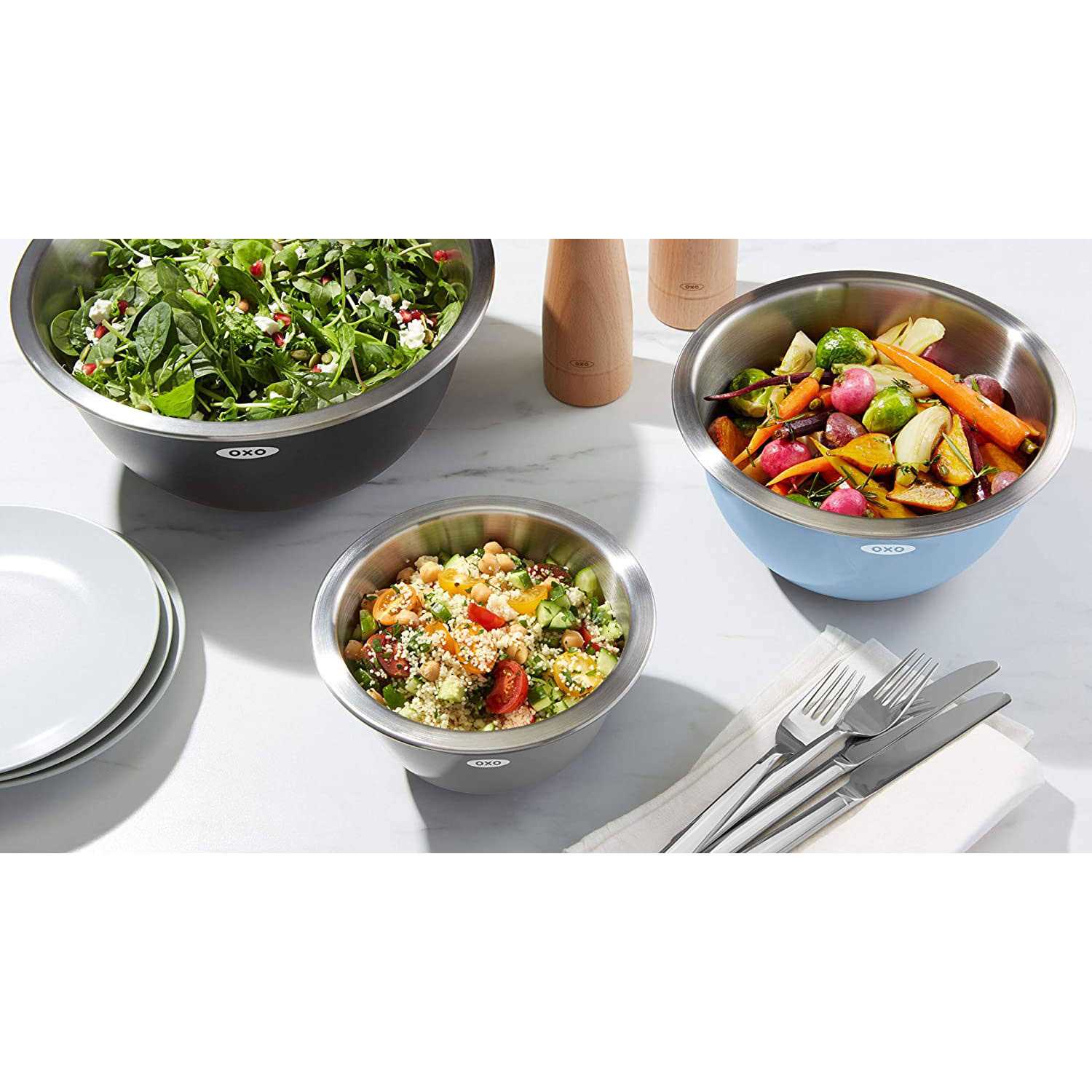 OXO Good Grips 3 Piece Stainless Steel Mixing Bowl Set