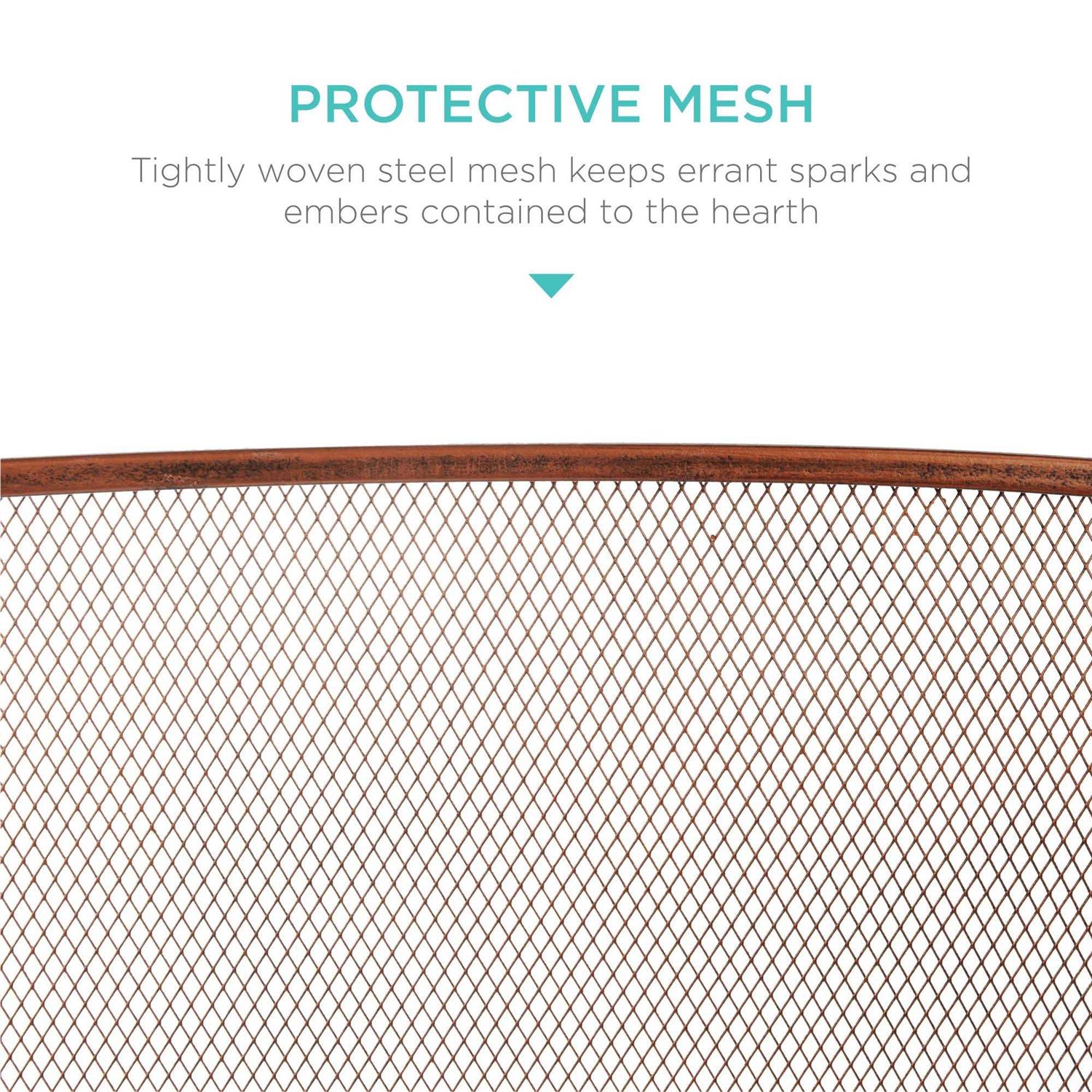 Best Choice Products 54.25×30.25in 3-Panel Steel Mesh Fireplace Screen