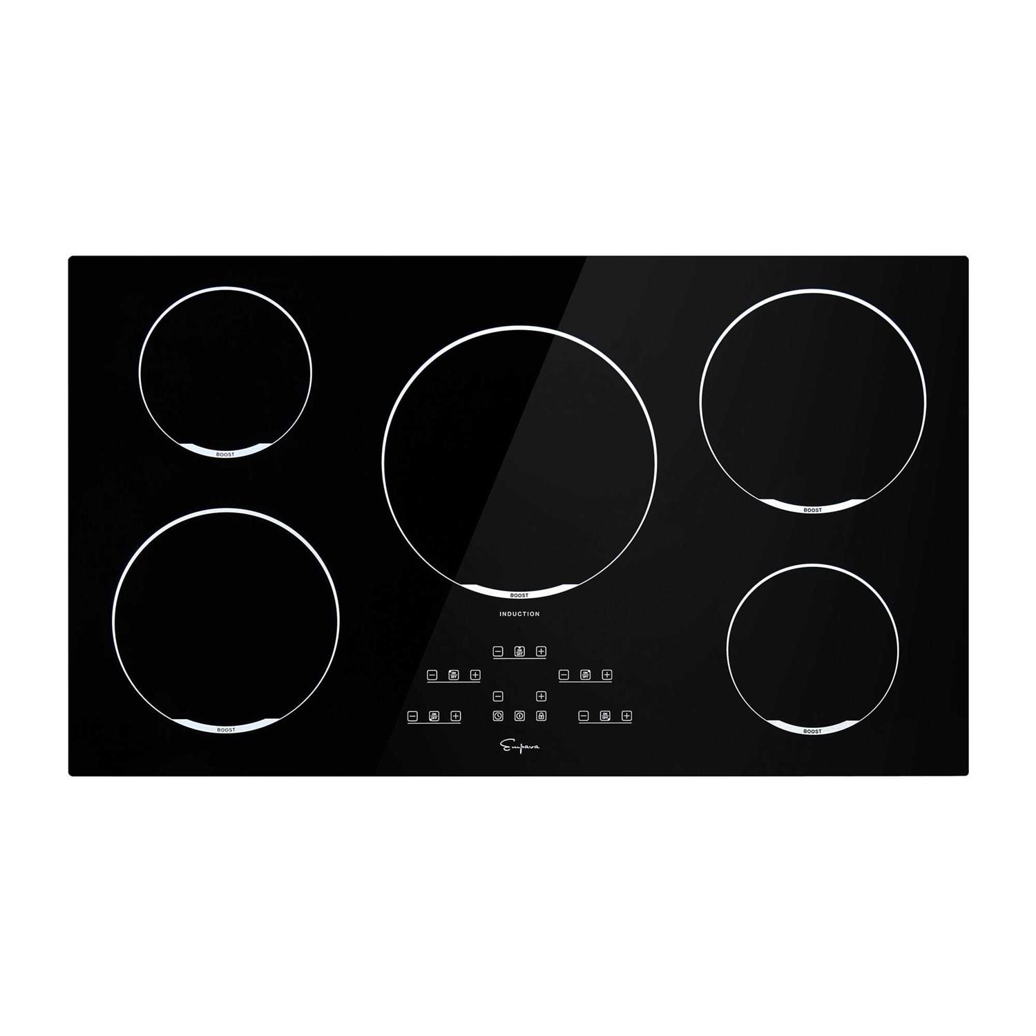 Empava 36-in 5 Elements Black Induction Cooktop Stainless Steel EPV-36EC01