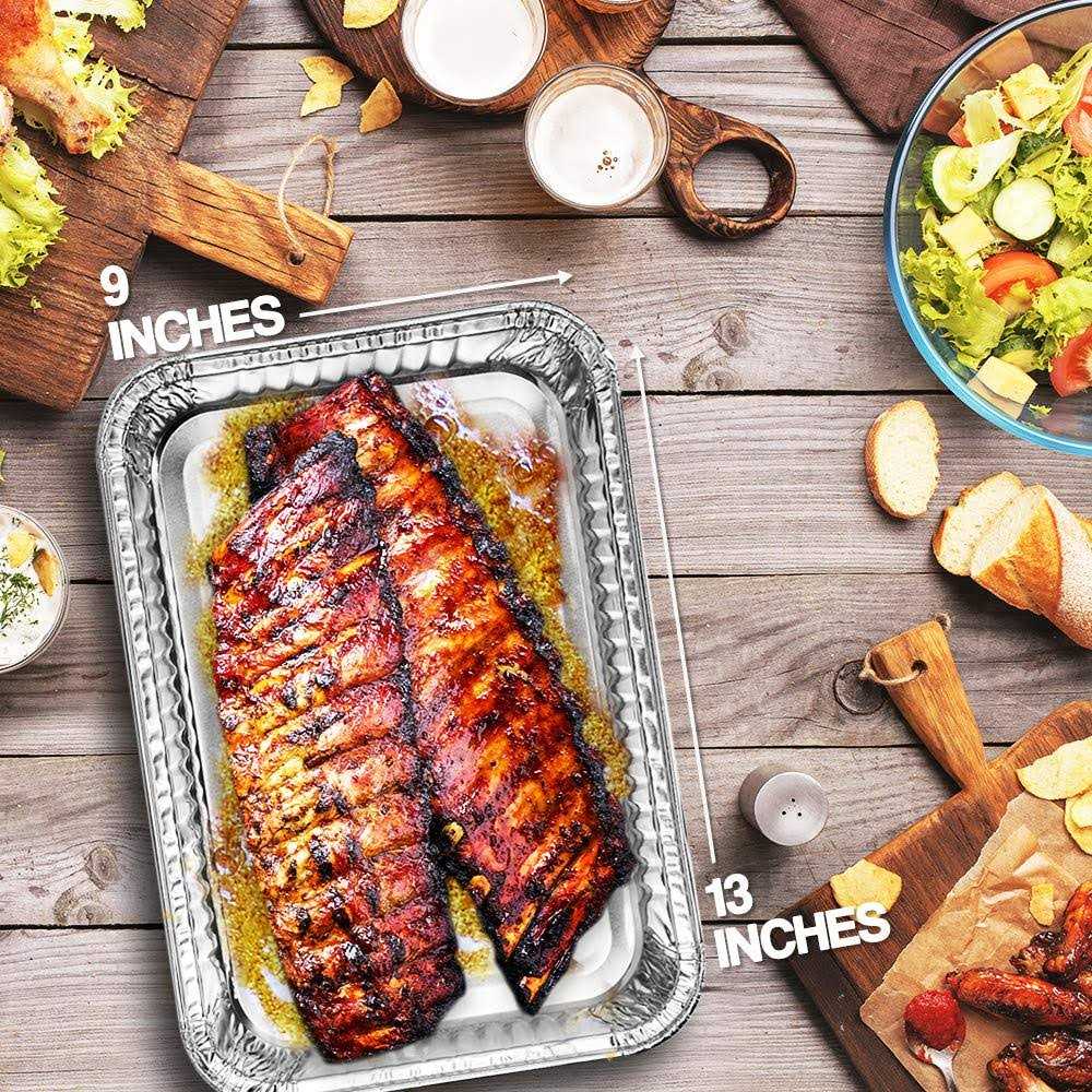 Montopack Aluminum Half Size Roasting Pans 30 Pack 9×13 Standard Size Tins without lids