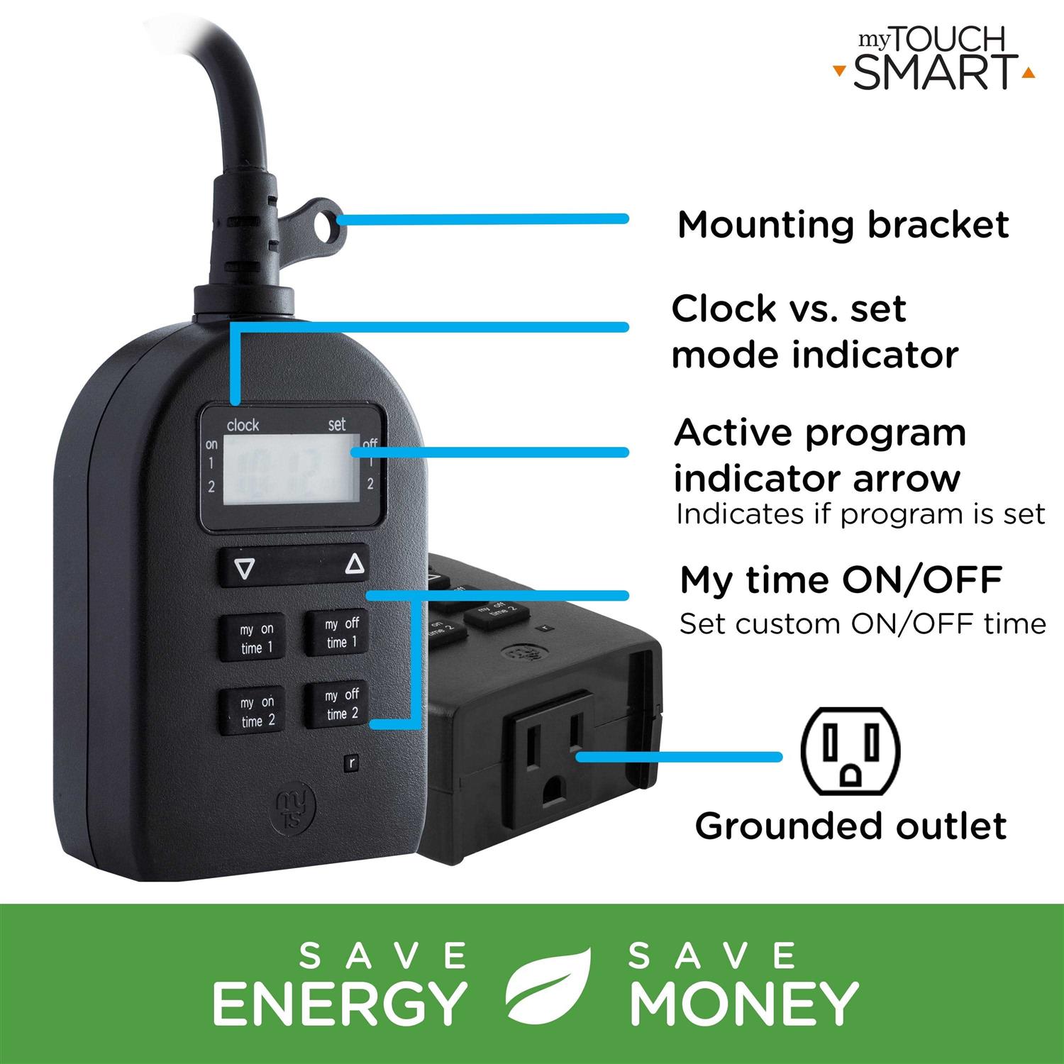 myTouchSmart Indoor/Outdoor Digital Plug-In Timer 2 Pack