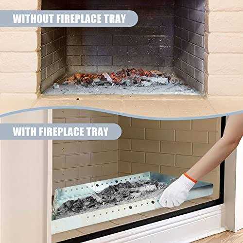 Adjustable Fireplace Tray for Ash Collection, Expandable Ash Pan for Up to 31 Fireplace Grates, Galvanized Steel Ash and Ember Holder Pan