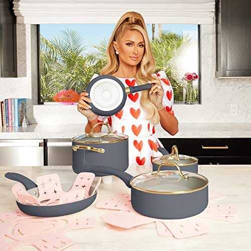 Paris Hilton Epic Nonstick Pots and Pans Set Multi-layer Coating