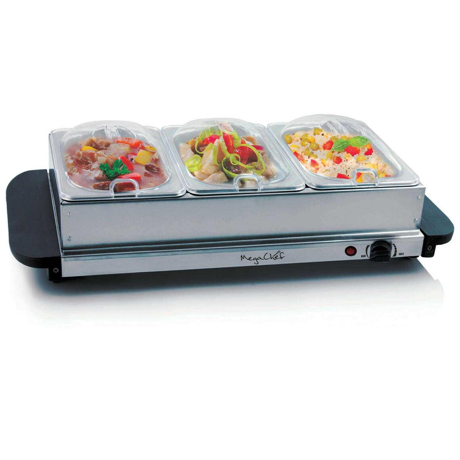 MegaChef Buffet Server & Food Warmer With 3 Sectional Trays