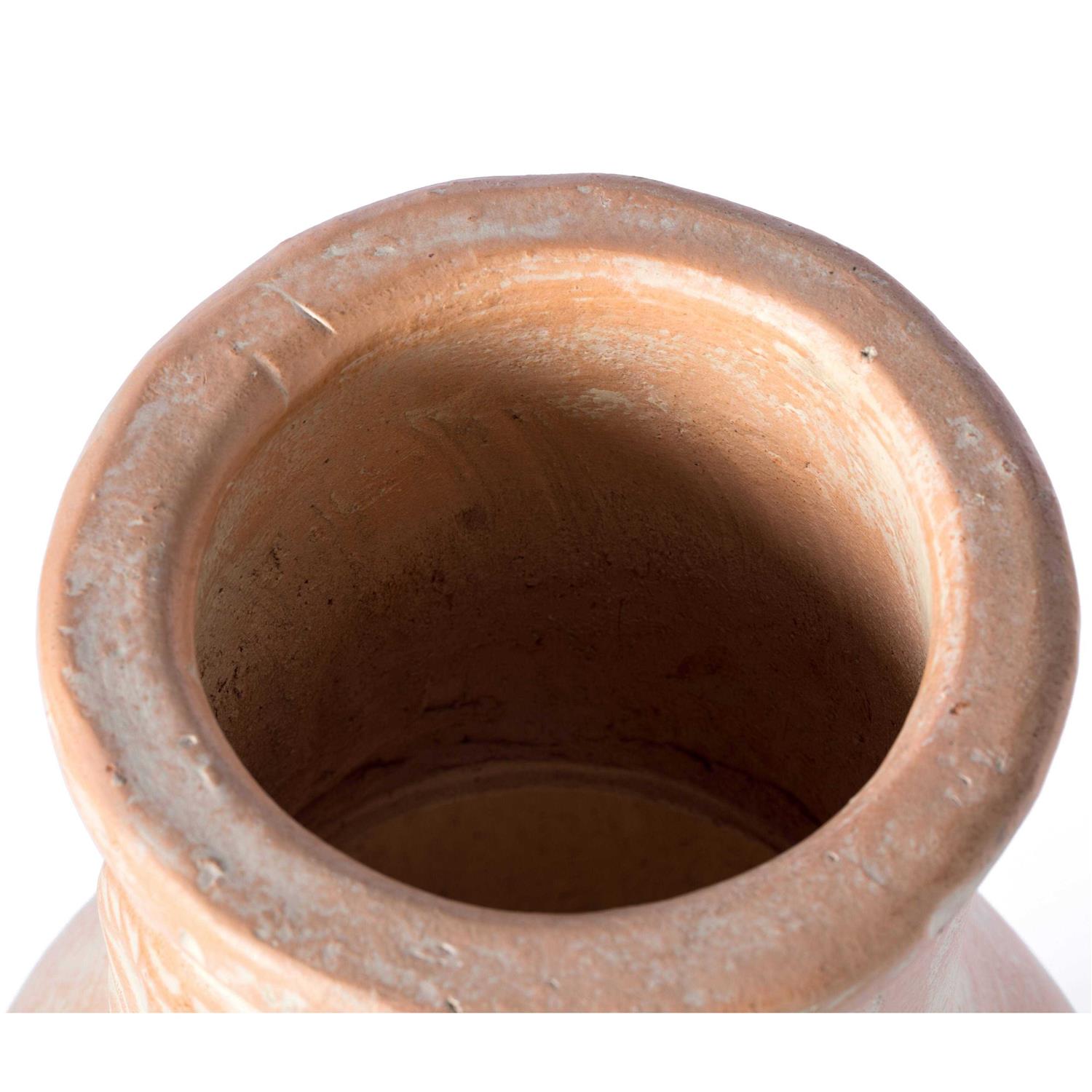 Vintiquewise Beige Outdoor Clay Chimney Outdoor Fireplace Sun Design Charcoal Burning Fire Pit with Sturdy Metal Stand