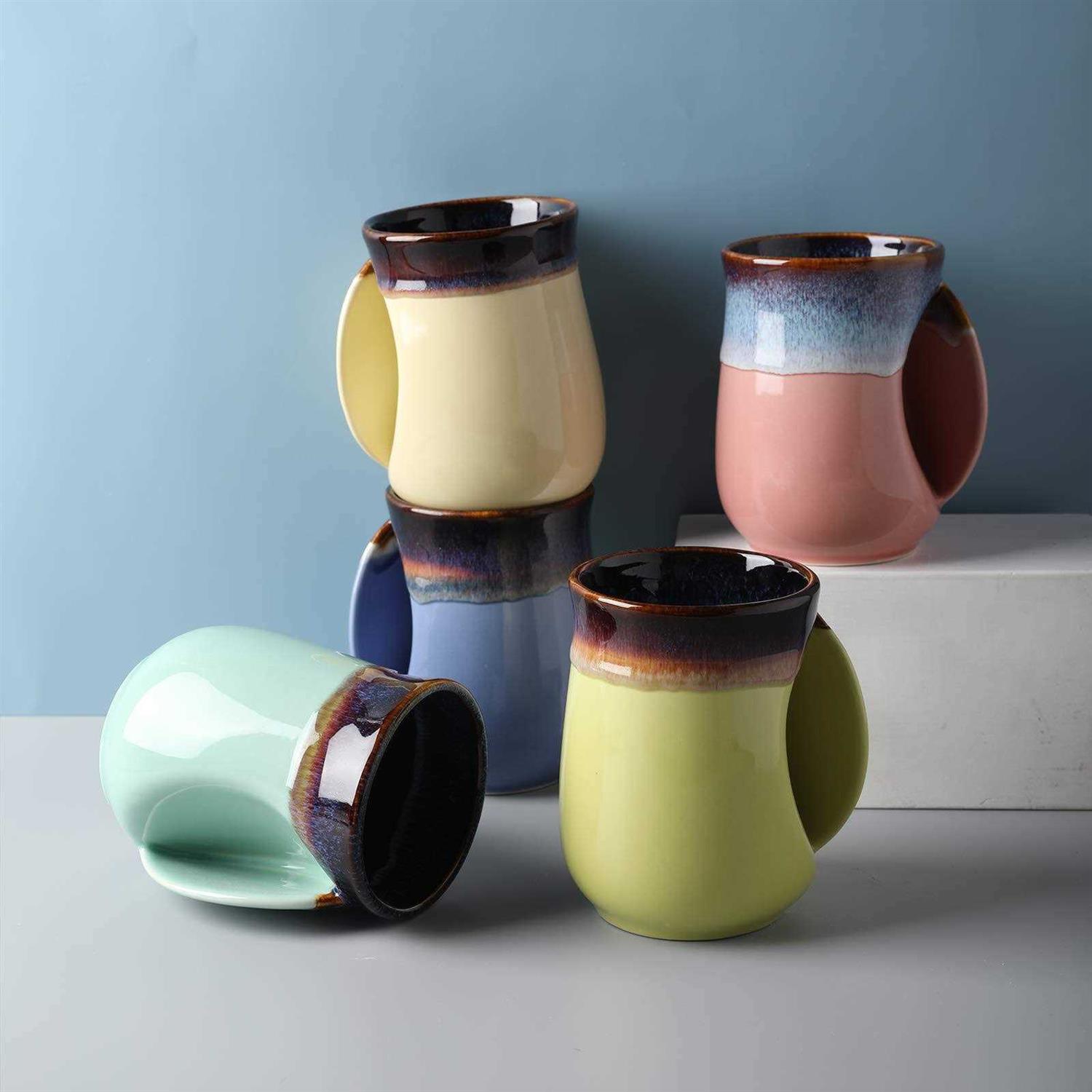 Selamica Porcelain 18oz Novelty Left-handed Handwarmer Mug, Coffee Mug, Tea Mug, gift for family friends and couple