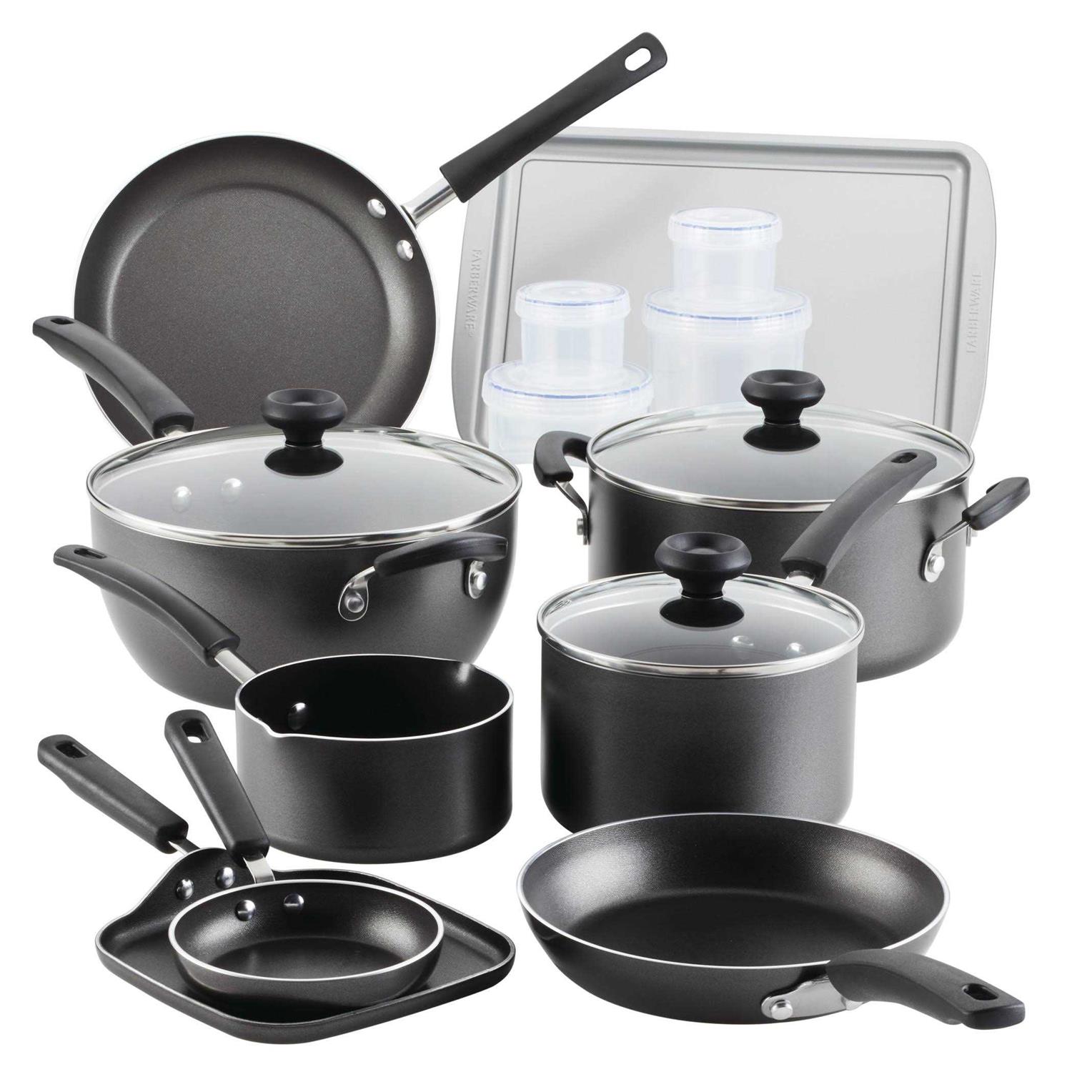 Farberware 20 Pc Easy Clean Aluminum Nonstick Cookware Pots and Pans Set