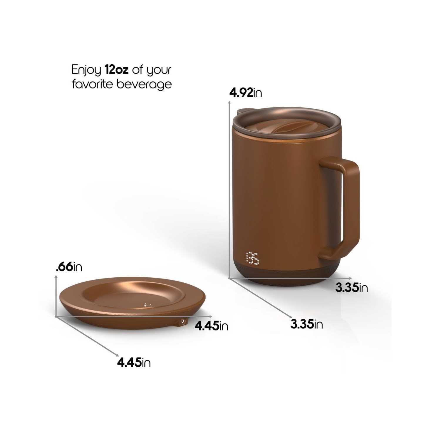 Ionmug Stainless Steel Self Heating Coffee Mug with Lid & Charging Coaster