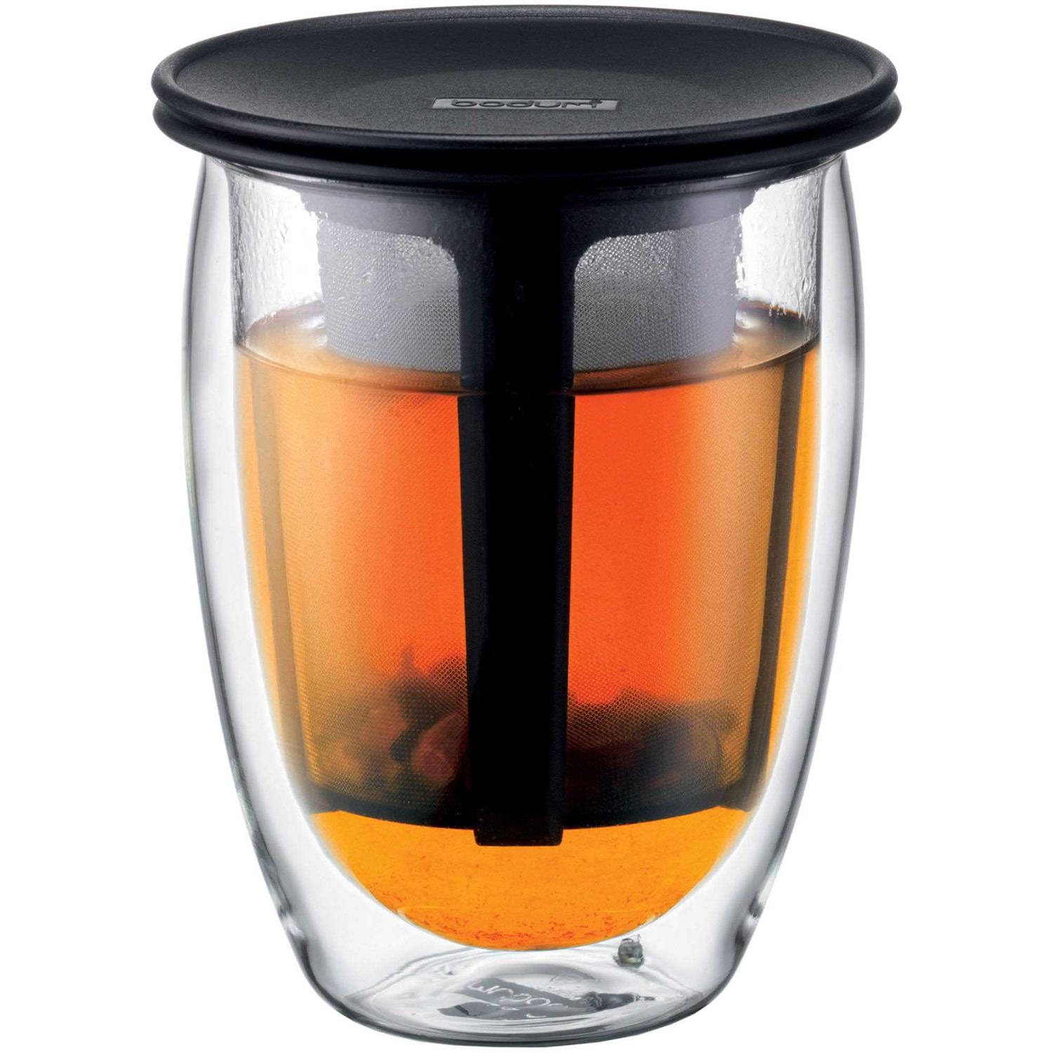 Bodum Tea For One Personal Tea Infuser Double Wall Glass & Tea Strainer