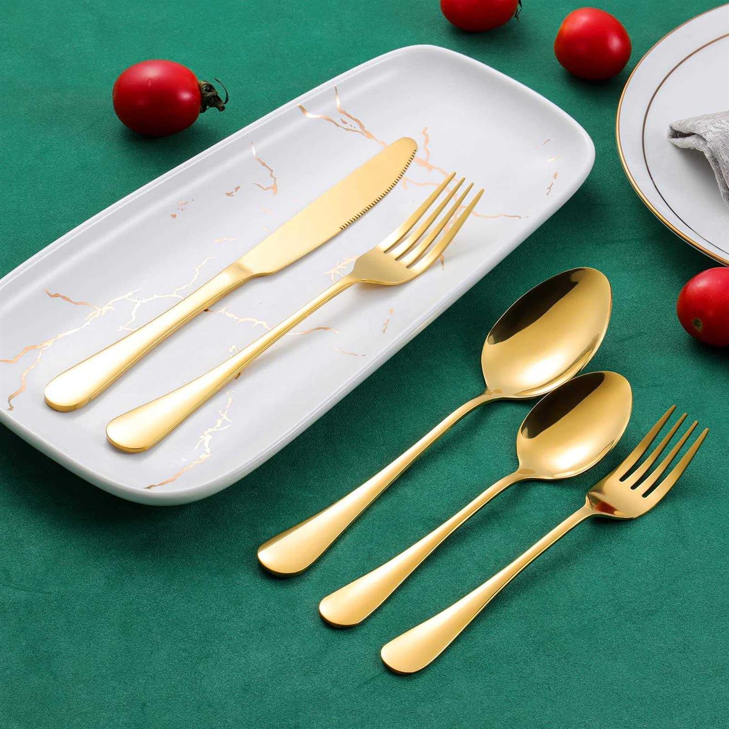60-Piece Gold Silverware Set Stainless Steel Flatware Cutlery Set Service for 12