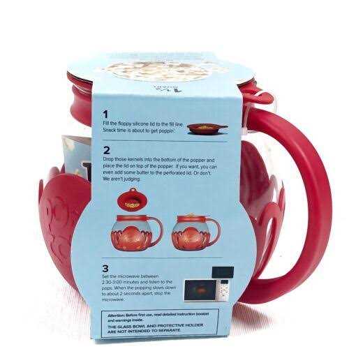 Ecolution Microwave Micro-Pop Popcorn Popper Glass 3-in-1 Lid