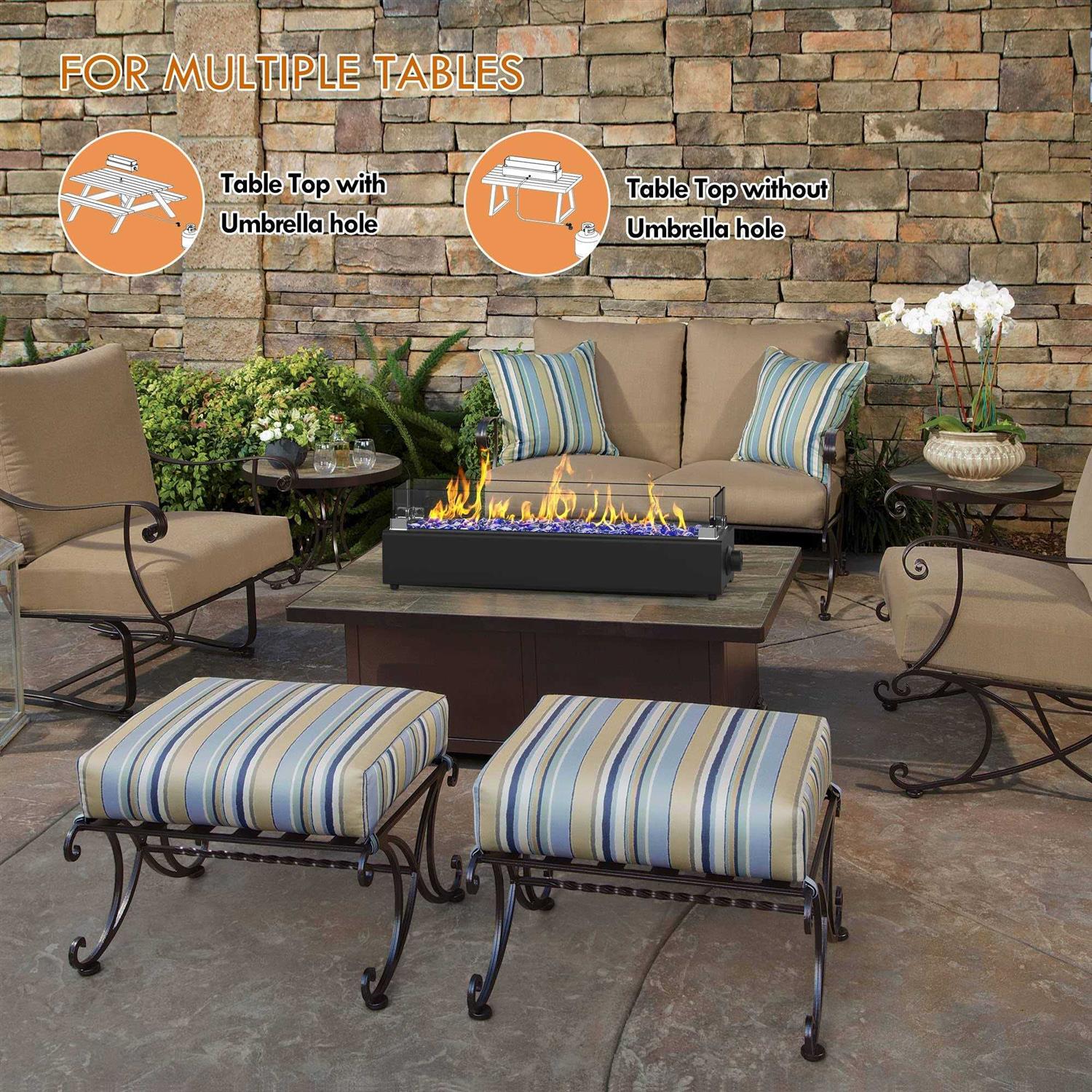 BAIDE HOME 28-inch Table Top Propane Fire Pit 40,000 BTU Tabletop Gas Firepit for Patio