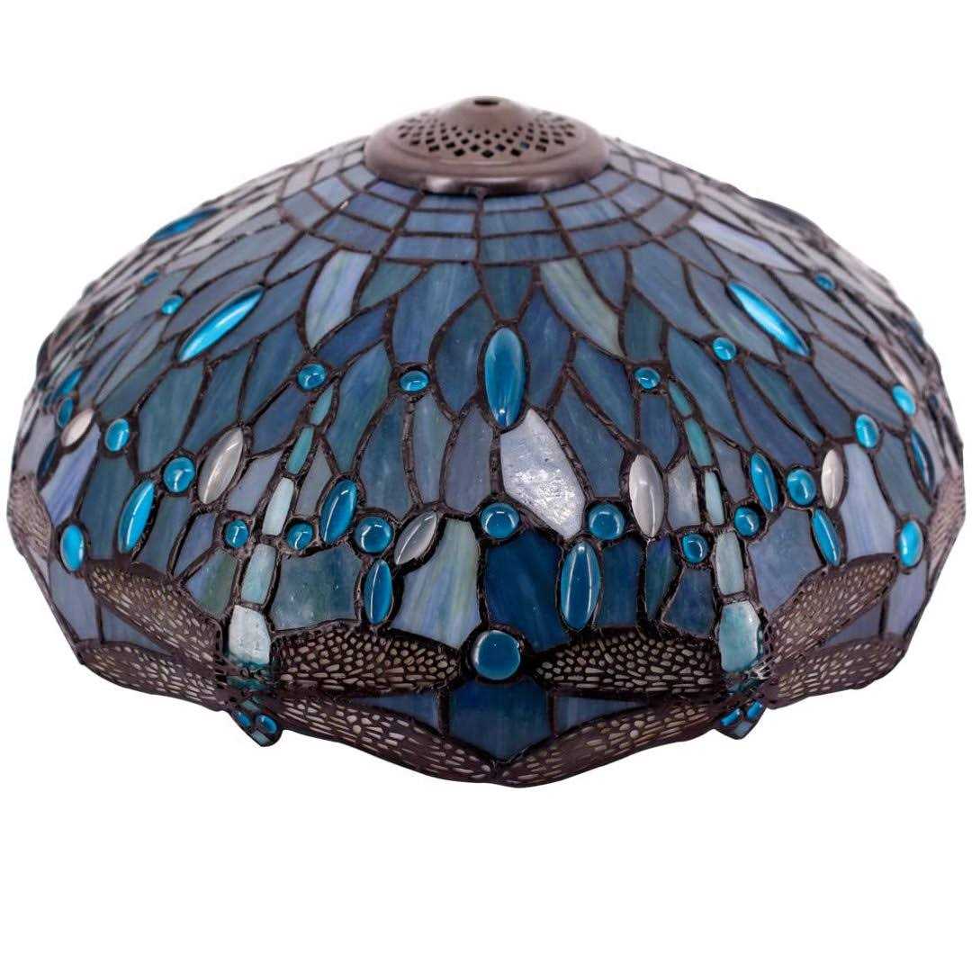 Tiffany Lamp Shade Replacement W16h7 Inch Sea Blue Stained Glass Dragoy Lampshade For Table Lamps Floor Lamp Ceiling Fixturependant Hang