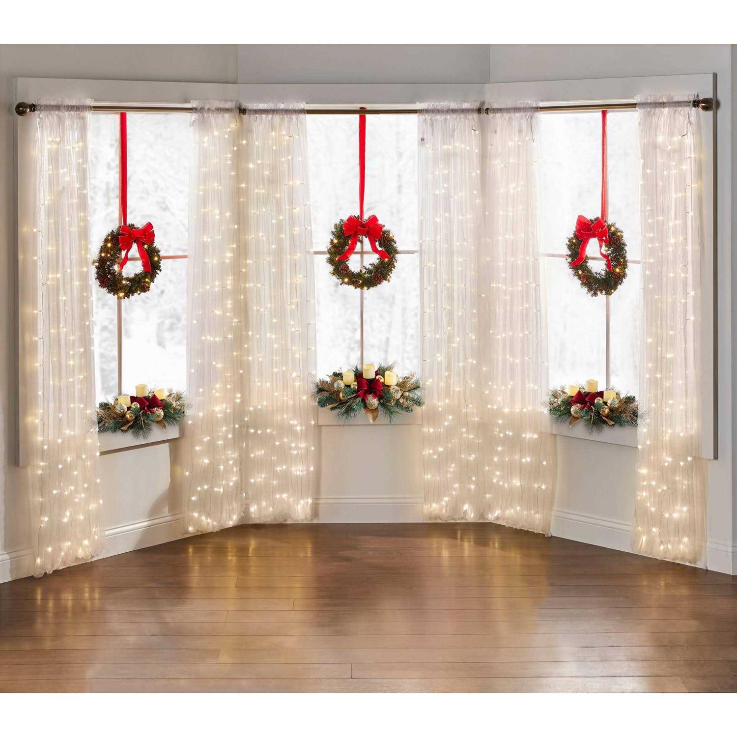 BrylaneHome Set Of 3 Cordless Pre-Lit Mini Christmas Wreaths