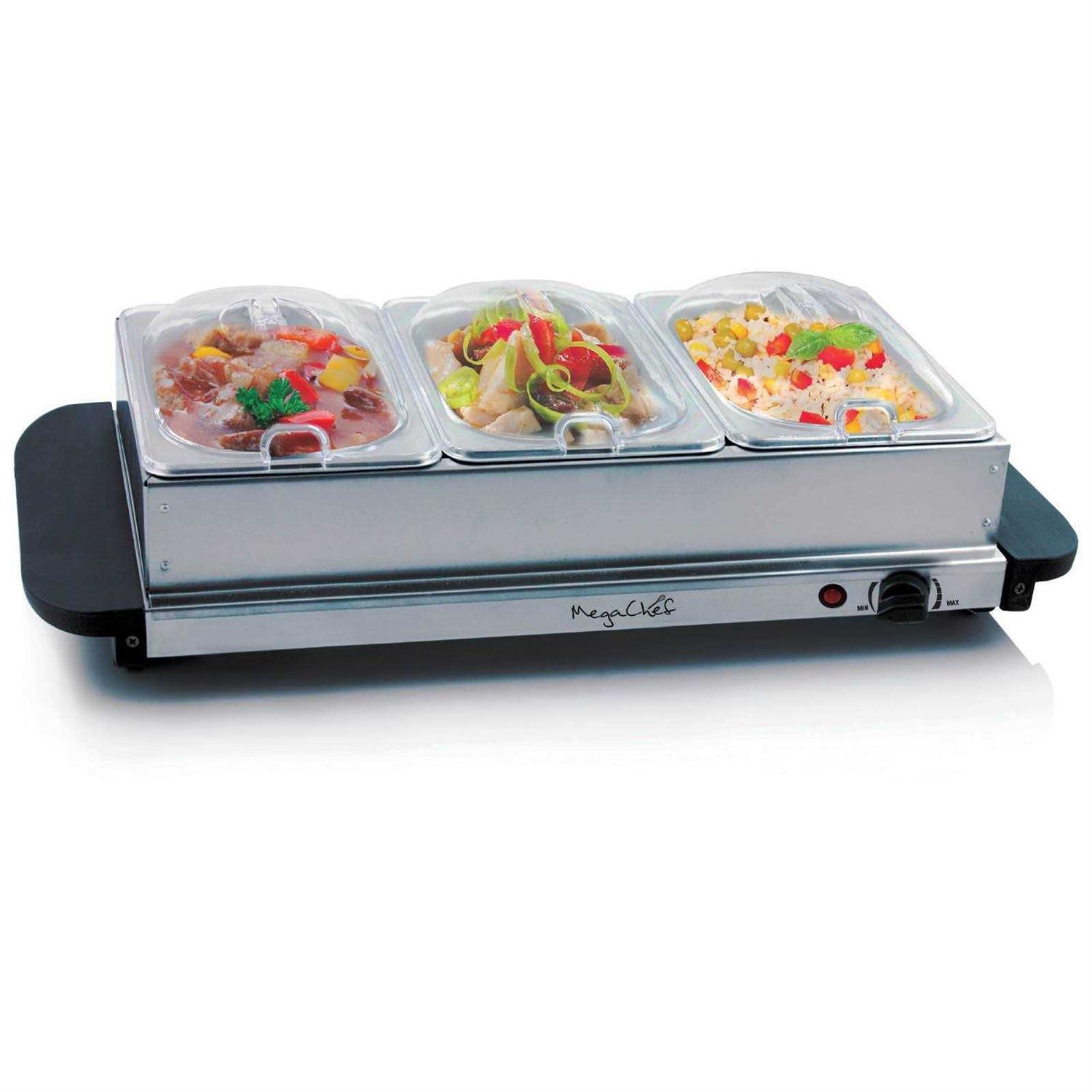MegaChef Buffet Server & Food Warmer With 3 Sectional Trays