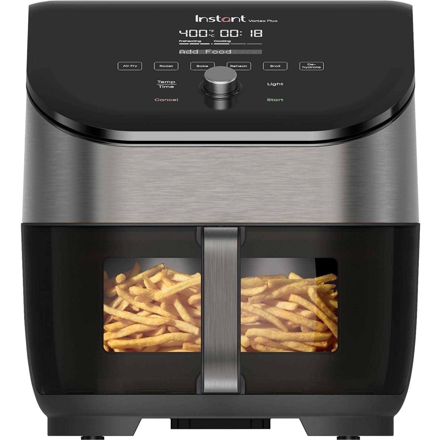 Instant Vortex Plus 6-quart Stainless Steel Air Fryer with ClearCook and OdorErase