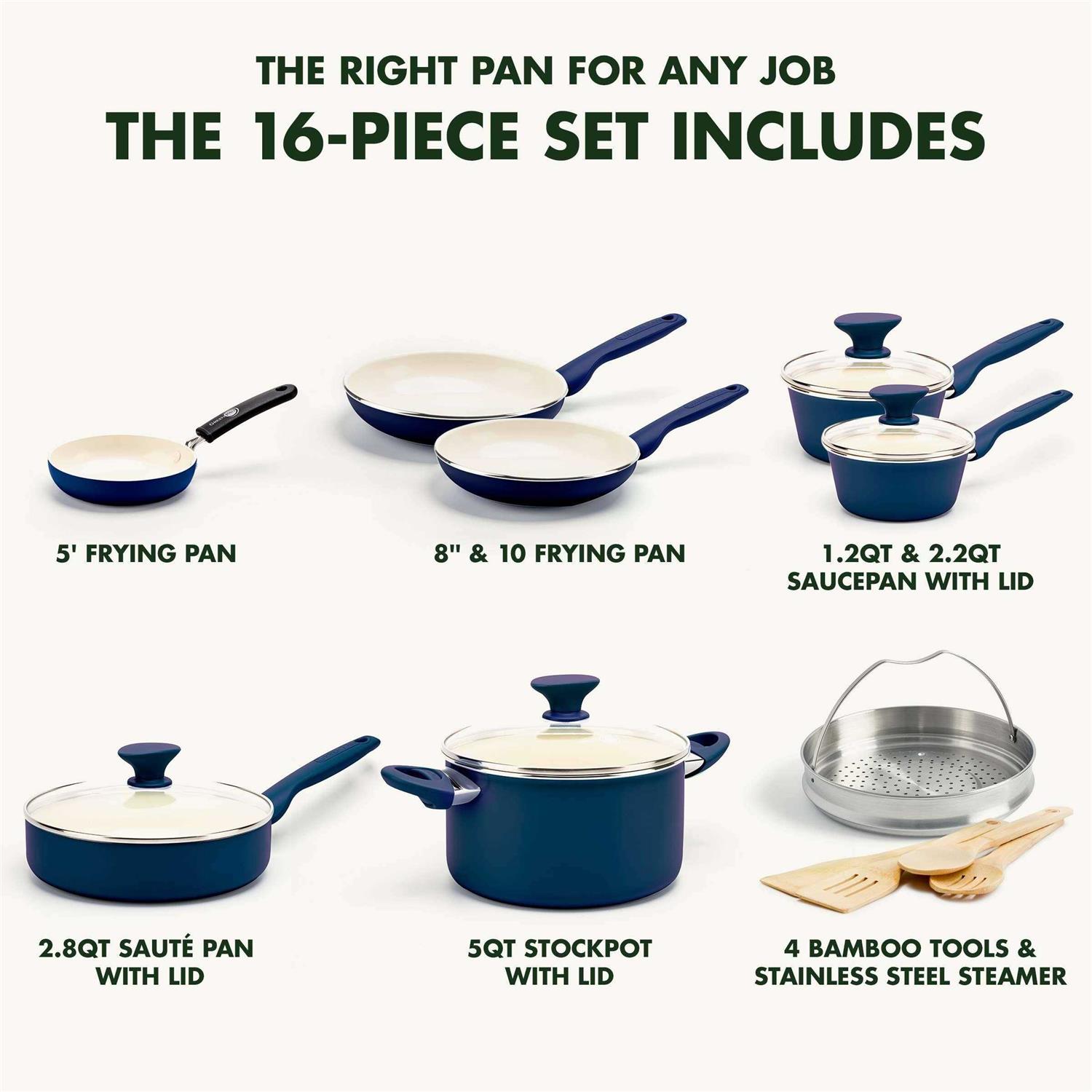 GreenPan Rio 16-Piece Ceramic Nonstick Cookware Set