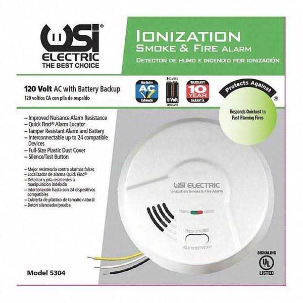 5304 USI Hardwired Ionization Smoke and Fire Alarm with Battery Backup