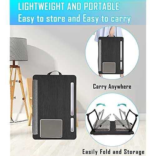 qudodo Lap Laptop Desk-fits Up to 17inch Foldable Laptop Bed Tray Table with Adjustable Dual cushion,wrist Rest & Mouse pad,portable