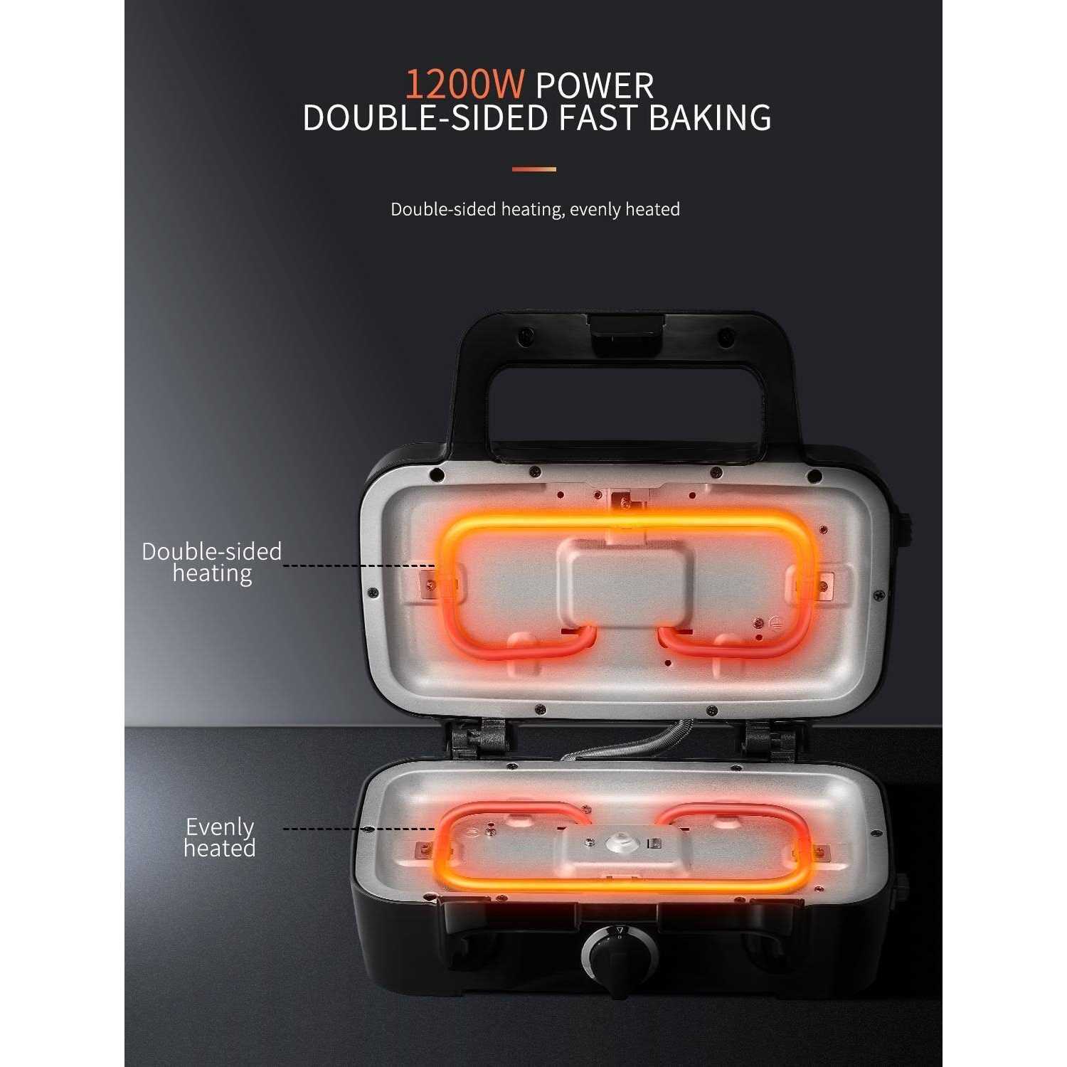 Fohere 3 in 1 Sandwich Maker 1200w Waffle Maker Panini Press Grill