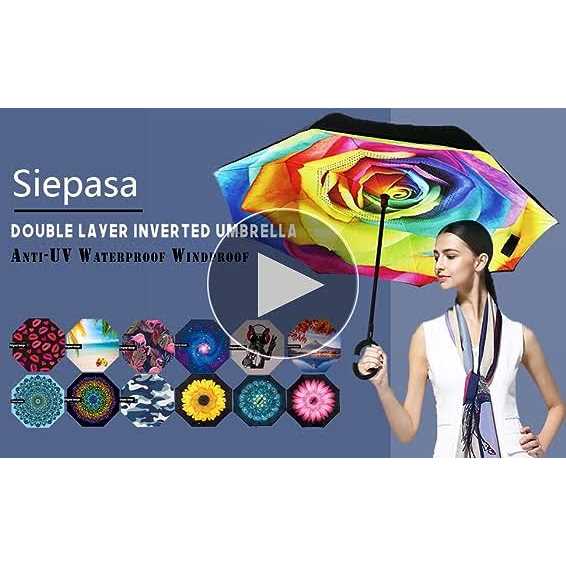 Siepasa Spar. Saa Double Layer Inverted Umbrella with C-Shaped Handle