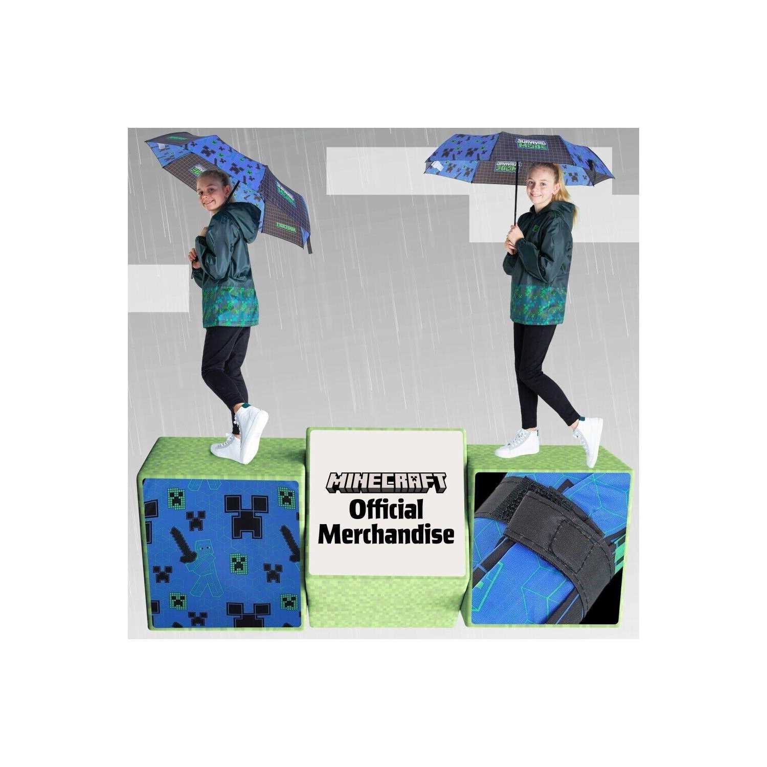 Minecraft Umbrella Kids Clear Dome Folding Umbrella Boys and Girls Travel Telescopic Stick Umbrella Windproof Strong Transparent See Through