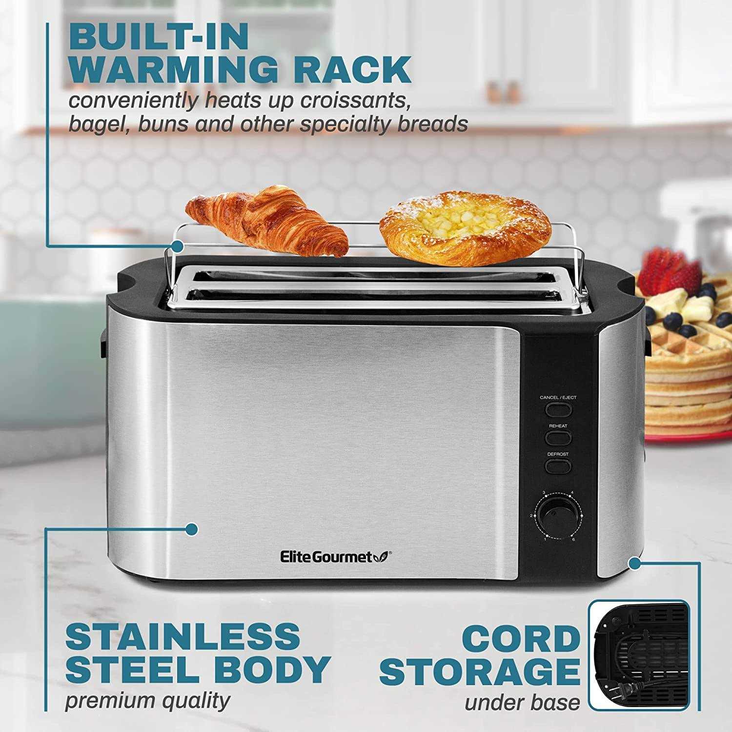Elite Gourmet 4-Slice Long Slot Toaster