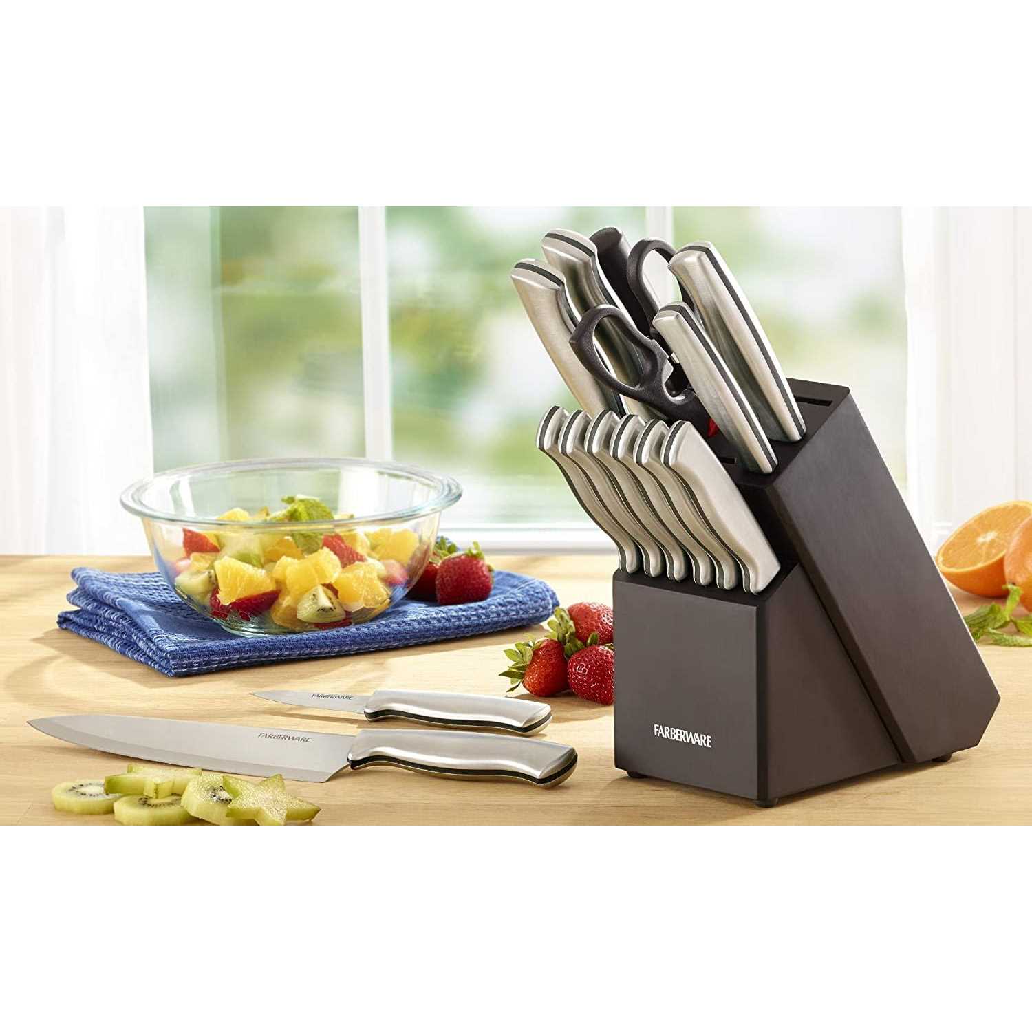 Farberware 15-Piece Stainless Steel Knife Block Set