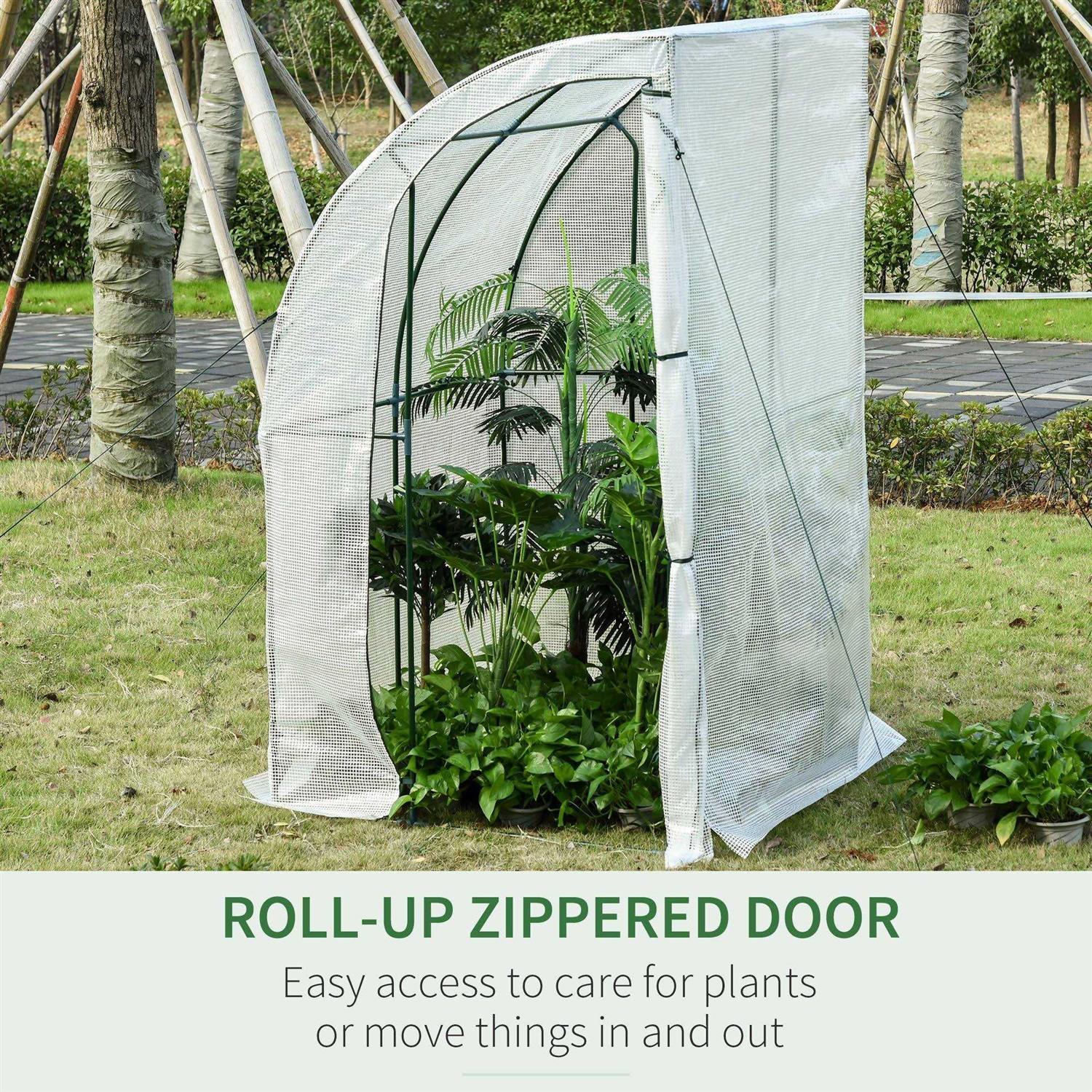 Outsunny 7′ x 7′ Outdoor Walk-In Greenhouse, Plant Nursery with Roll-up and PE Cover