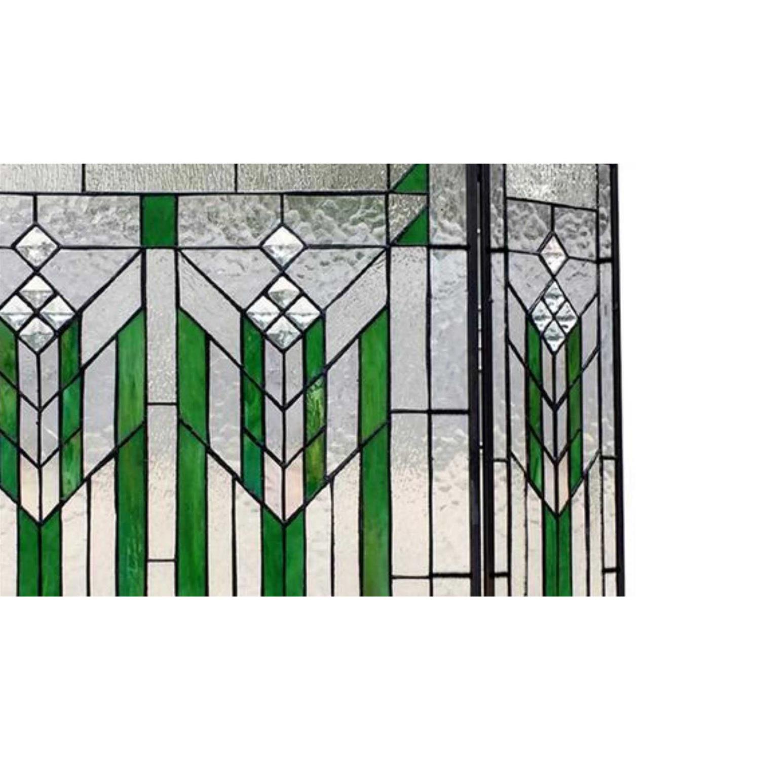 CHLOE Lighting Benjamin Mission 3pcs Folding Tiffany-glass Fireplace Screen 38 Wide