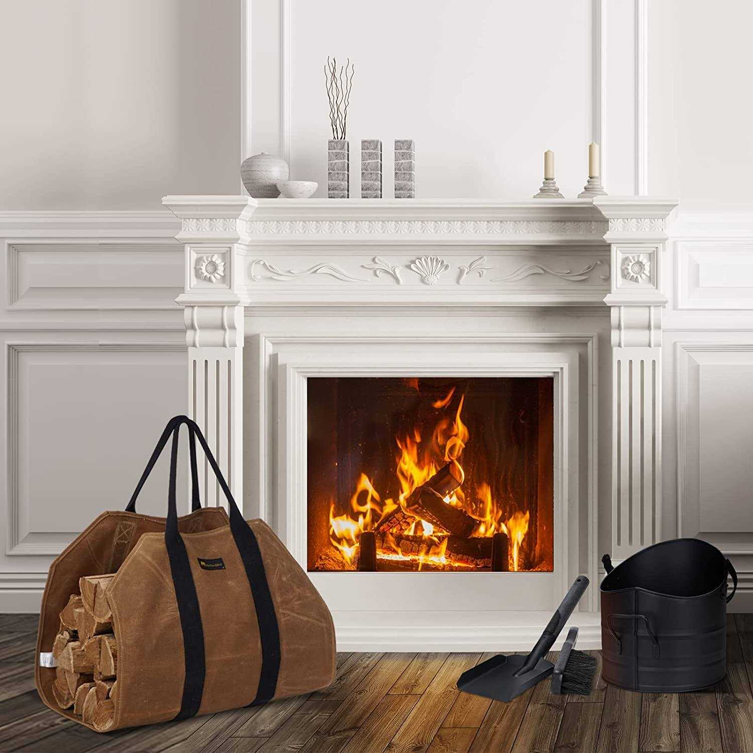 MYFIREPLACEDIRECT Sturdy Waxed Canvas Firewood Log Carrier