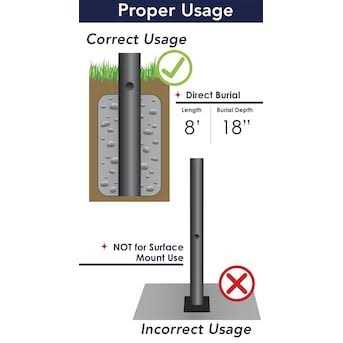 Solus Outdoor Direct Burial Aluminum Lamp Post Fits Most Standard 3 in. Post Top Fixtures Includes Inlet Hole