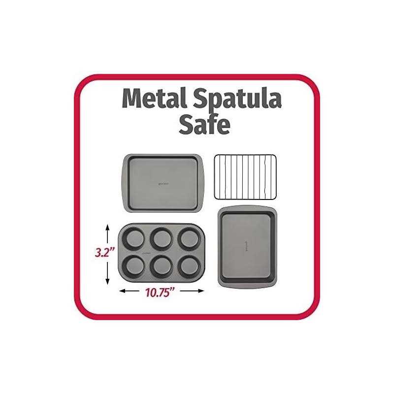 Goodcook 4-Piece Nonstick Steel Toaster Oven Set with Sheet Pan Rack Cake Pan and Muffin Pan