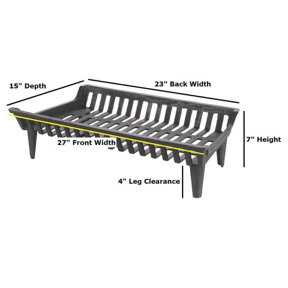 Liberty Foundry 27 in. Cast Iron Fireplace Grate with 4