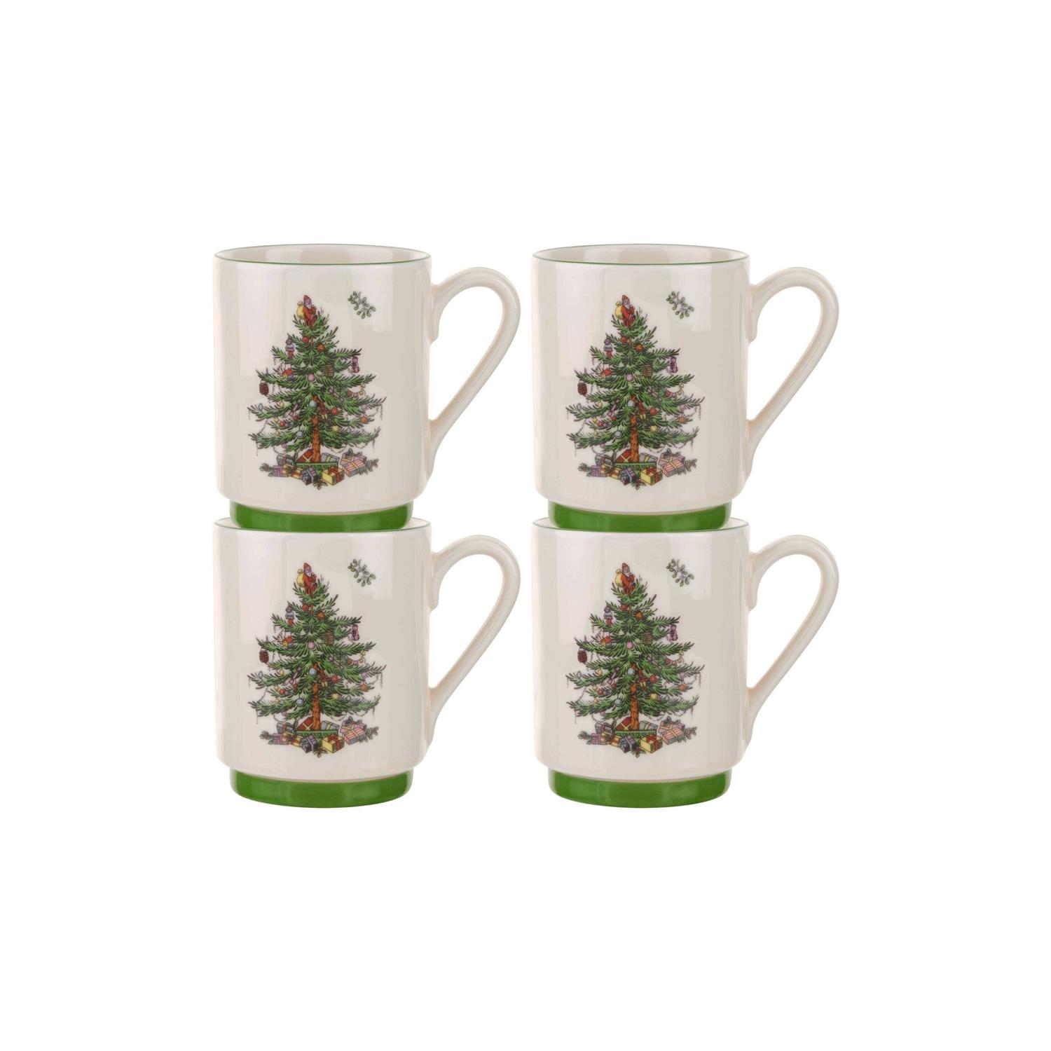 Spode Christmas Tree Set of 4 Stacking Mugs