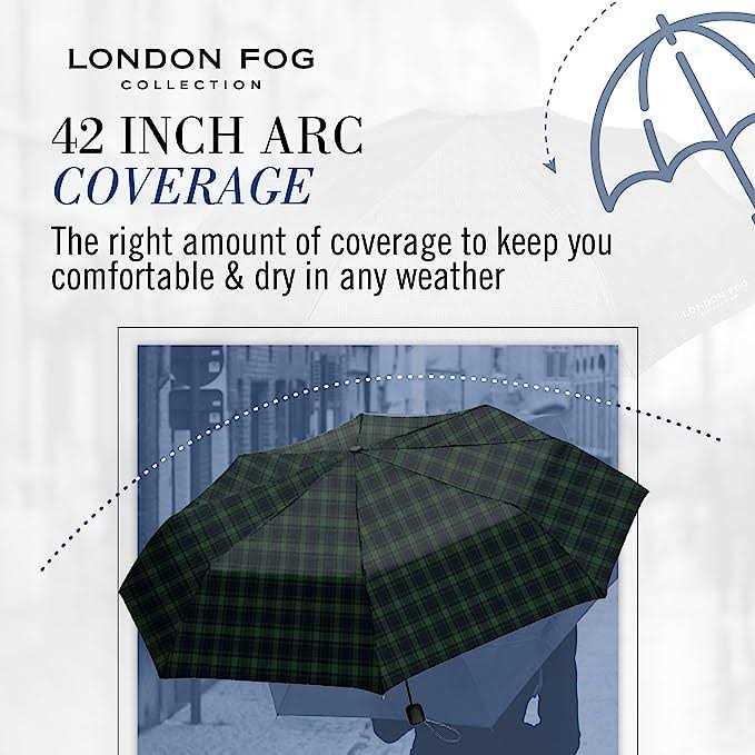 London Fog Mini Rain Umbrella Folding Umbrella, Windproof, Lightweight and Packable for Travel