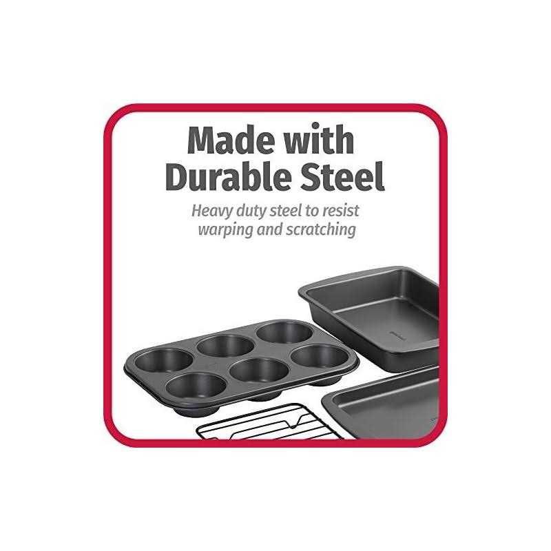 Goodcook 4-Piece Nonstick Steel Toaster Oven Set with Sheet Pan Rack Cake Pan and Muffin Pan