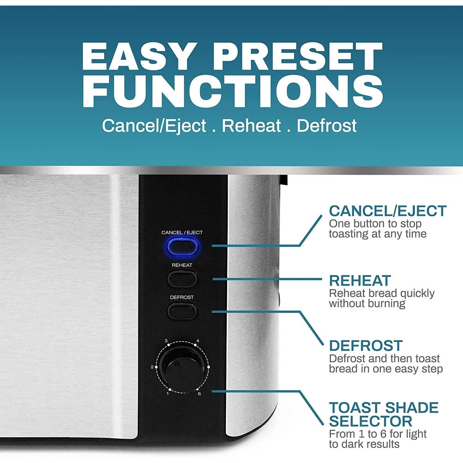 Elite Gourmet 4-Slice Long Slot Toaster