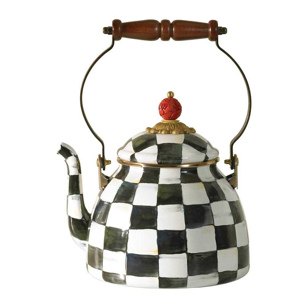 MacKenzie Childs Courtly Check Enamel Tea Kettle
