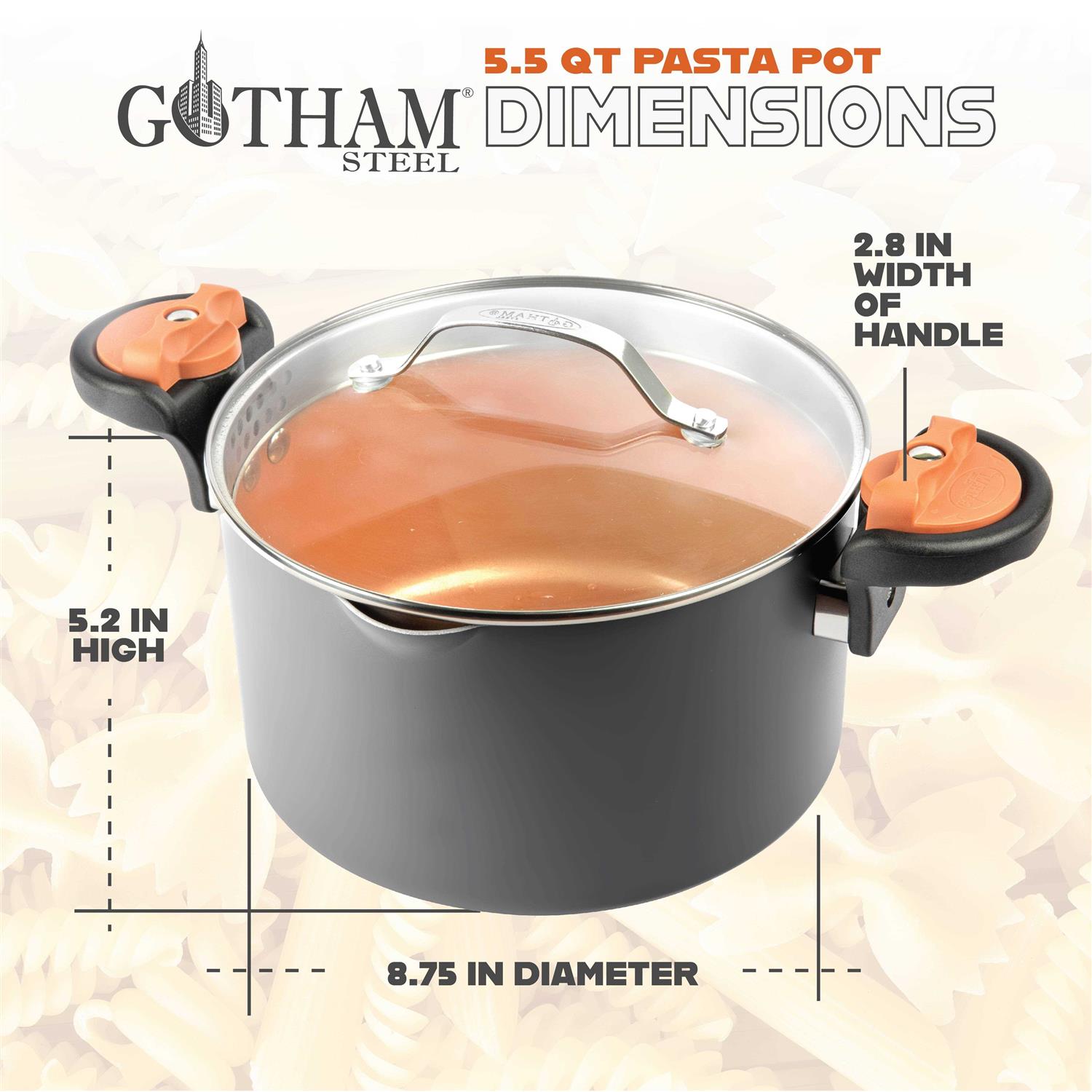 Gotham Steel Pasta Pot Twist and Lock Handles