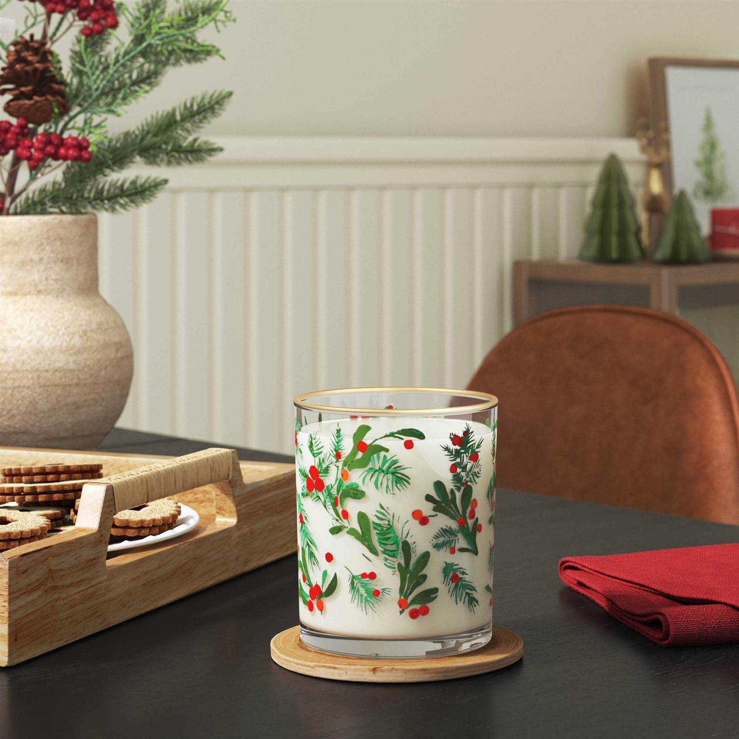 Threshold 13.8oz Holiday Glass Christmas Berries Tumbler