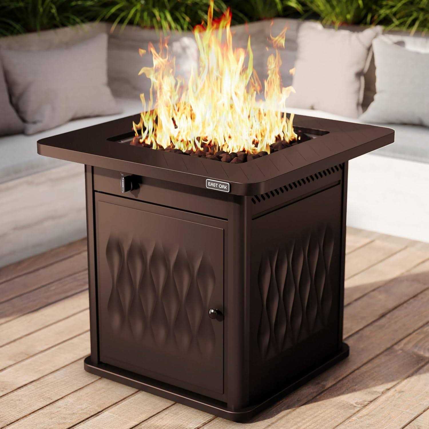 EAST OAK 28&” Propane Fire Pit Table, 50,000 BTU Steel Gas FirePit for Outdoor, Outside Patio Deck and Garden