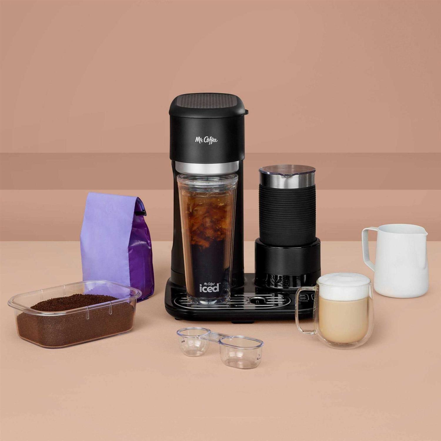 Mr. Coffee 4-in-1 Single-Serve Latte, Iced, and Hot Coffee Maker with Milk Frother